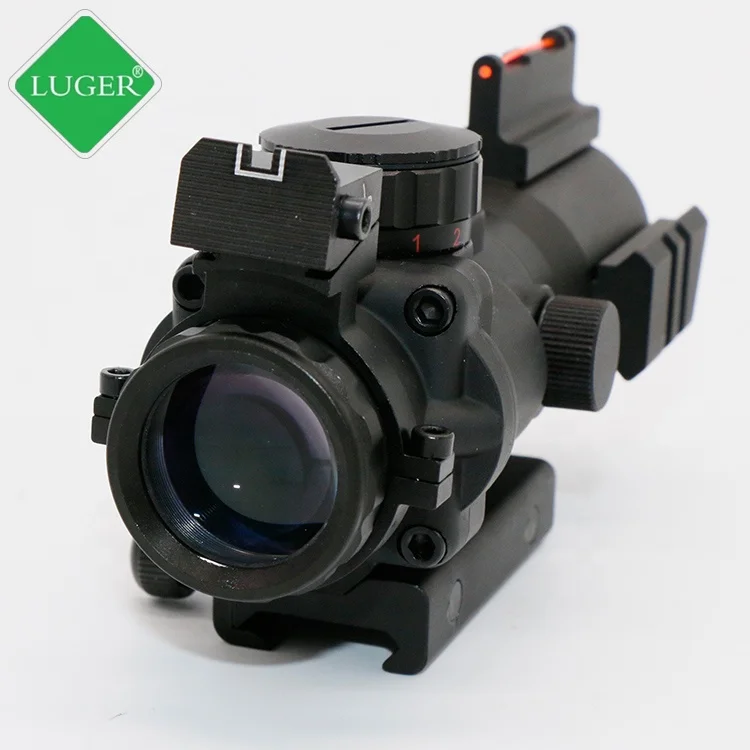 Luger 4x32 Prism Fiber Optic Sight Illuminated Reticle Scope