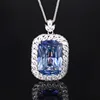 White White Blue plated pendant with Chopin chain