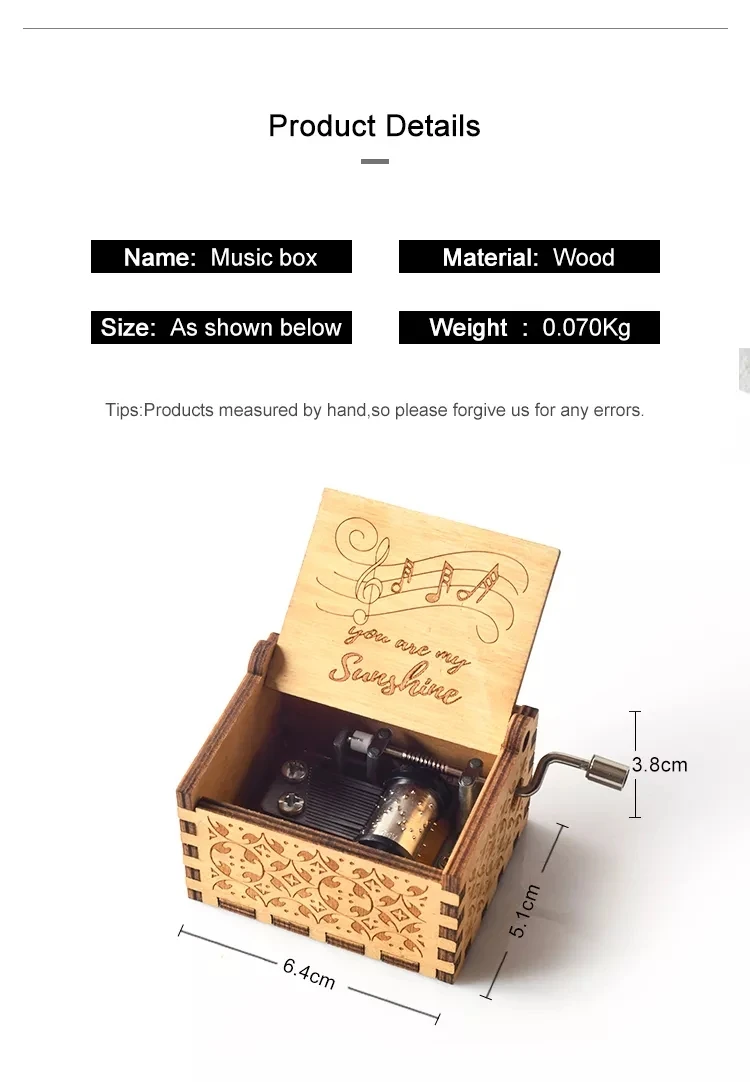 Обновленная деревянная музыкальная шкатулка RTS 2023, Лидер продаж, Высококачественная Музыкальная шкатулка с ручным приводом, портативная музыкальная шкатулка в стиле ретро, оптовая продажа с завода