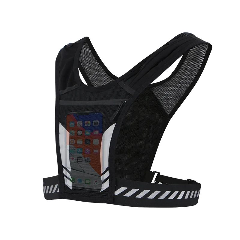 BSCI Factory Breathable OEM Custom logo Reflective Sports Chest Pack Bag Phone Holder Running Vest