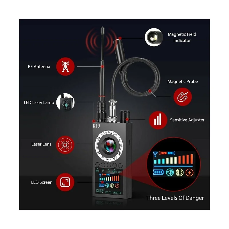 Counter-Spy Rilevatore Di Telecamere Spia E Microspie – Scanner RF 10MHz-12GHz Con EBook Per Hotel E Ufficio