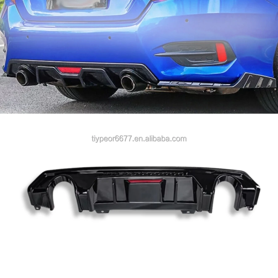 product tiypeor carbon look rear diffuser bumper lip fins spoiler splitter diffuser for honda civic 10th 2017   2021 2018 2019 2020-3