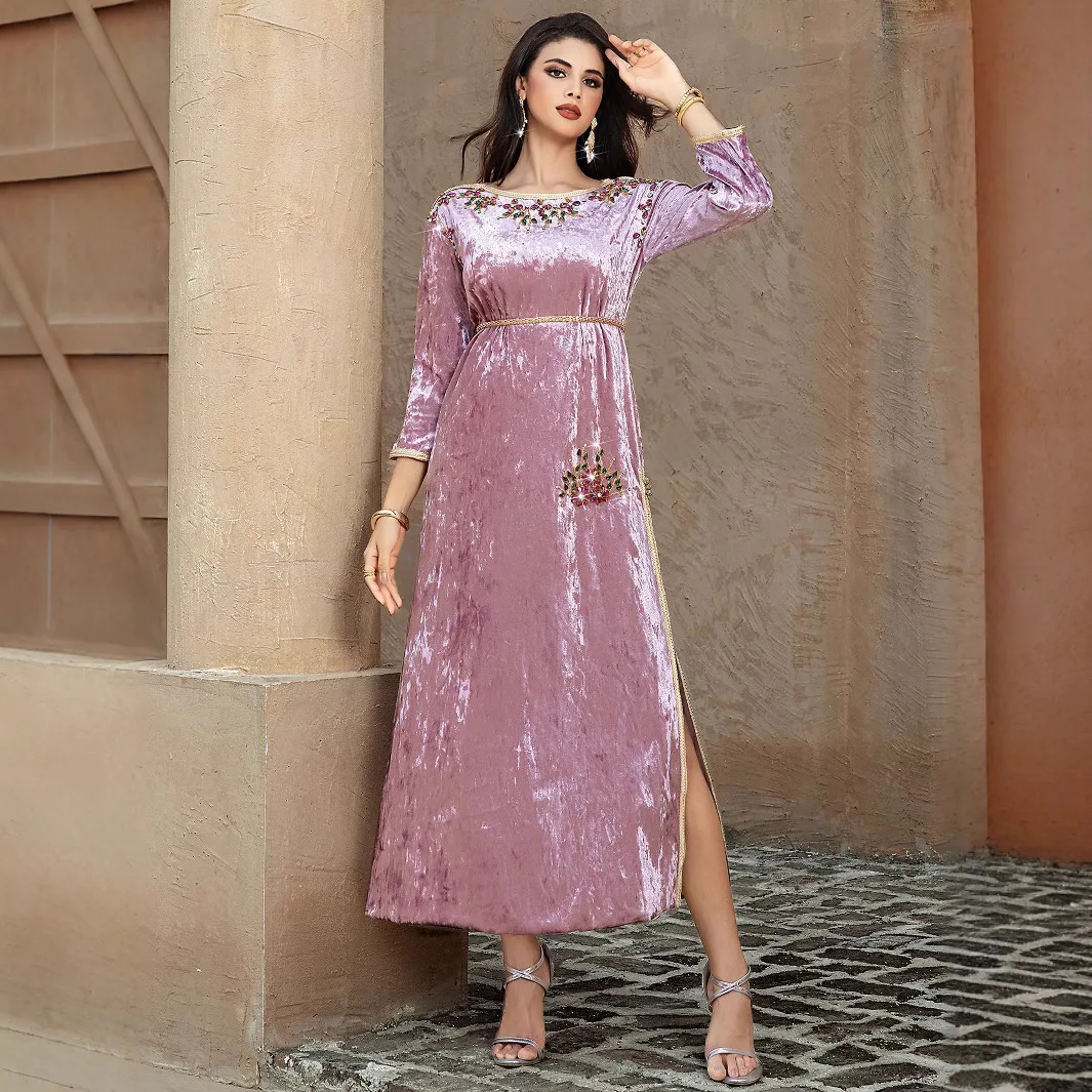 muslim dress winter long 64350#6 color Winter Long Sleeve Knitted Muslim Dress
