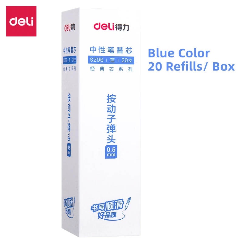 Deli S206 Neutral Pen Core 0.5mm 20 Pieces/box Black Blue Red Color Pen ...