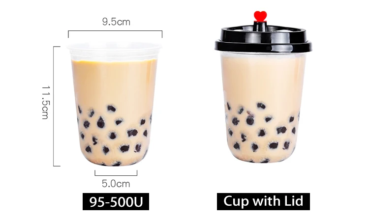 Custom Logo Disposable U Shape 500ml Injection Boba Tea PP Cup