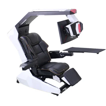 Easecomfy Home Office  R1 Pro Genuine Leather High Back Recline zero Gravity Gaming Cockpit Massage Speakers Monitor Adjustable