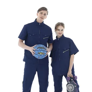Customized Summer Short Sleeve Anti-Static Breathable Cotton Flame-Retardant Oeko-Tex Certified Work Coverall for Drivers
