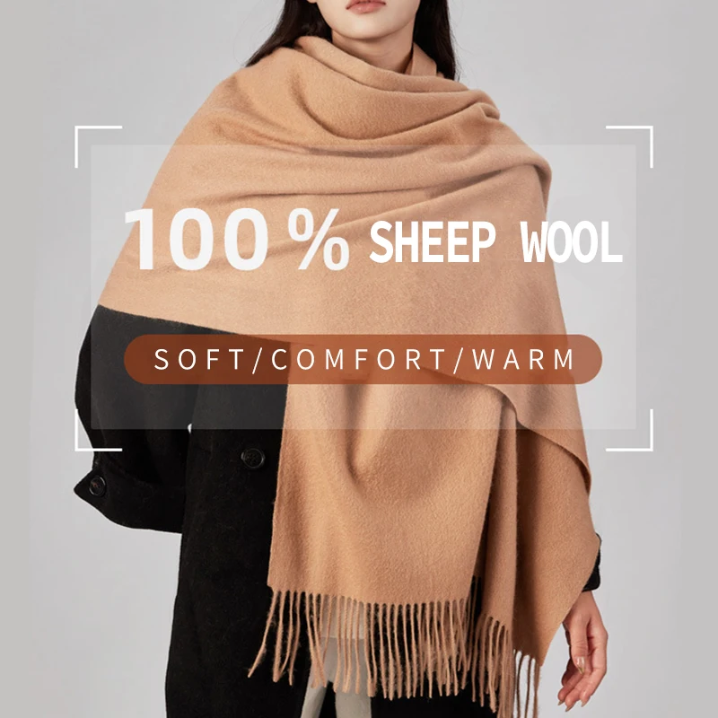 100% Wool Shawl Winter Wraps for Women Adult Long Easy Way