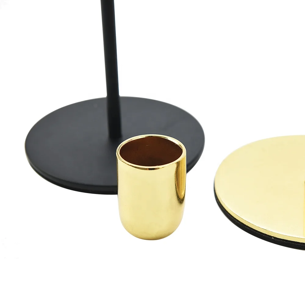 Customized Reusable Table Dinner Decorative Set of 3 Metal Candlestick Holder Black Copper Candle Stick Holder