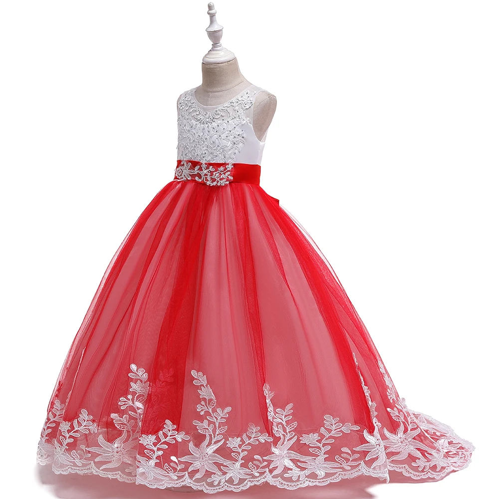 Girls Red Velvet Dress Princess Wedding Party Pageant Peter Pan Collar Bow  | eBay