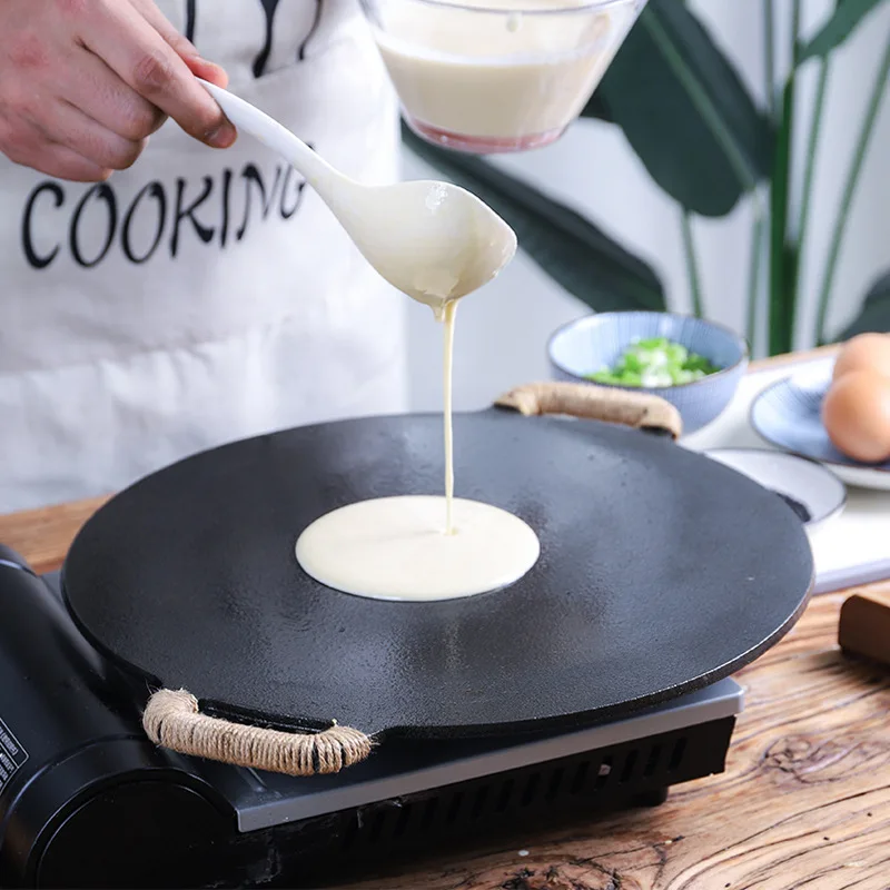 Cast Iron Round Griddle Pre-Seasoned for Tortillas Flat Skillet Dosa  Tawa Roti Grill Use: Oven, Stove, BBQ, Fire