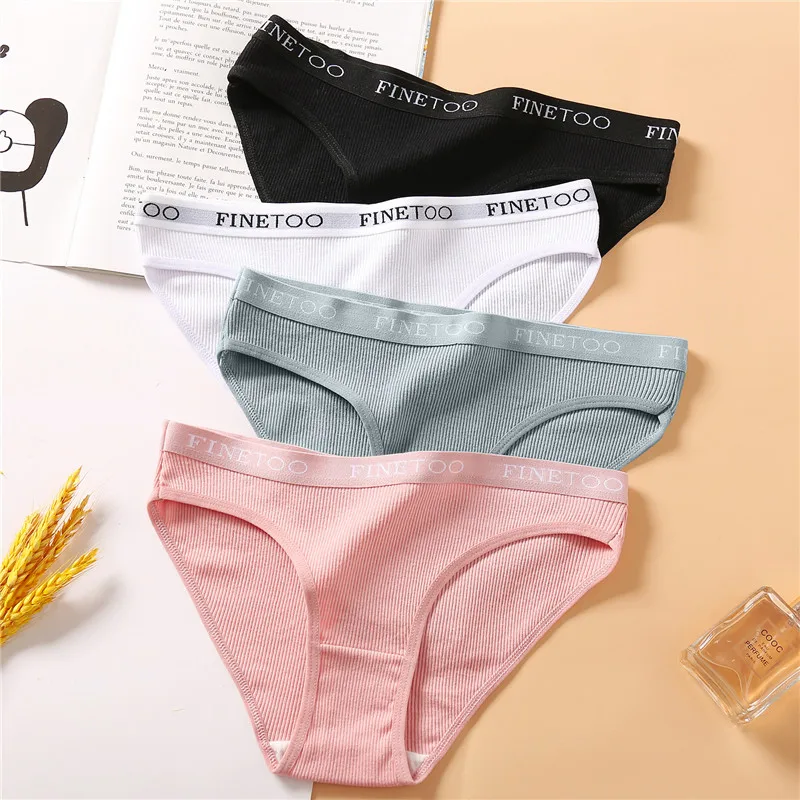 Finetoo Trendy Letter Thongs Algodão G String Underwear M XL