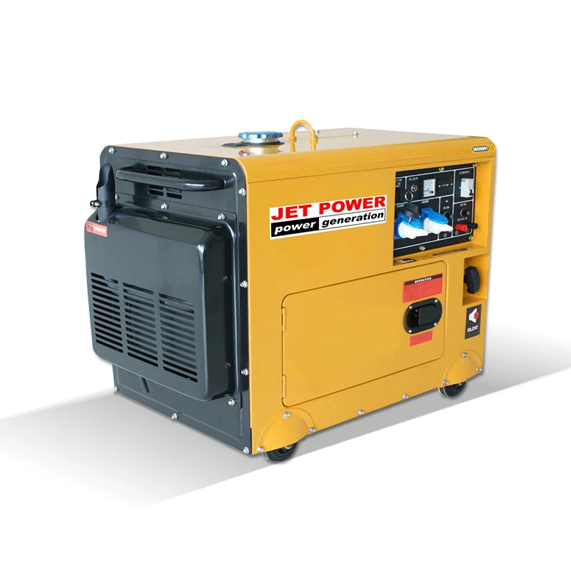 Chinese Supplier Customized Small  Air Cooling Type 6KVA, 6.6KVA, 7KVA , 10KVA 12KVA  Diesel Generator Set With Wheel