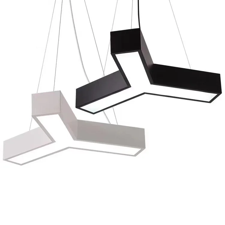 V Shape Modern Custom Office Hanging Luxury Big Ceiling Lighting Fixture LED Pendant Light Geometric Business Chandelier