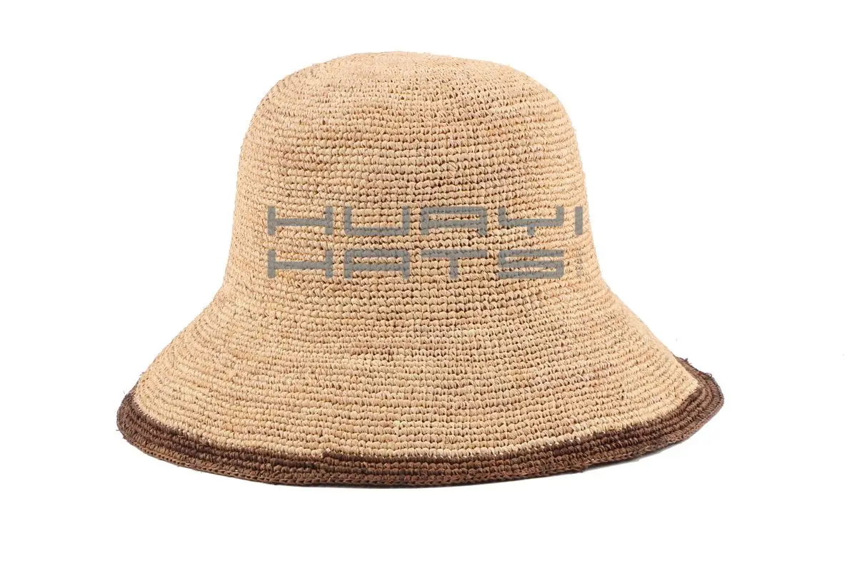 High quality luxury women sun beach chapeau raffia crochet cloche straw hat