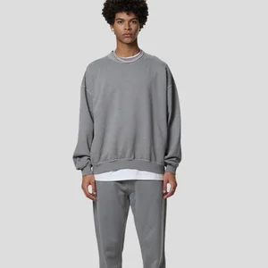 100% Cotton Vintage Crew Neck Sweatshirts Fashion Casual Wholesale Custom Pullover for Spring Solid Pattern Design