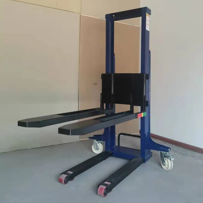 Self Loading Lift Stacker With Remote Control 0.5 Ton 1 Ton Self Lifting Stacker Crane Pallet Fork Lift Machinery