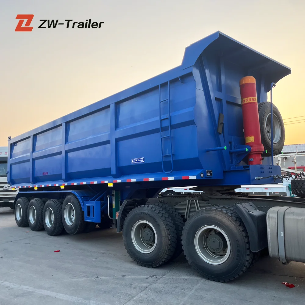 High Quality 20ft 40ft End Dump Container Tipper Tilting Trailers Self