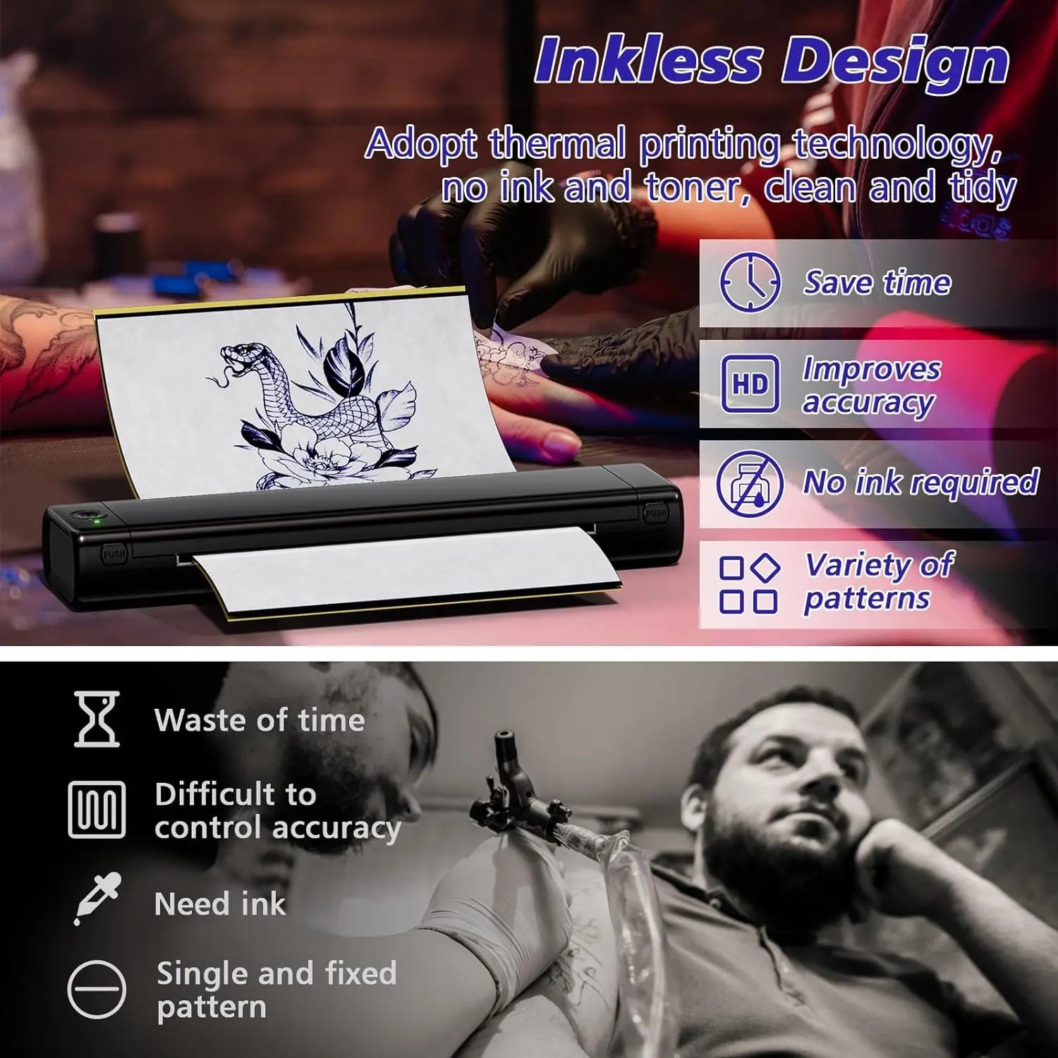 Phomemo M08F ワイヤレス タトゥーステンシルプリンター タトゥー転写