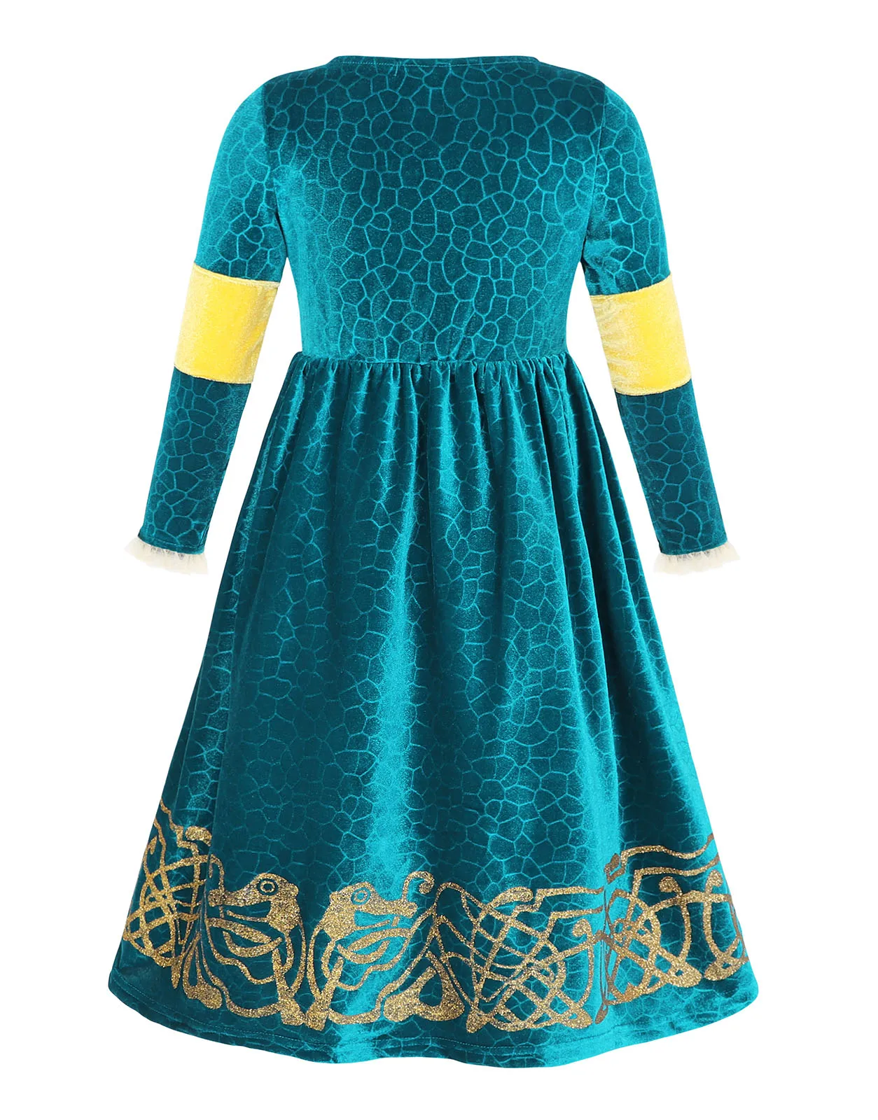 Hot Selling Wholesale Halloween Braver Bravery Merida Cosplay Dress up Costume Girls Dress Princess Dresses With Crown and Wand