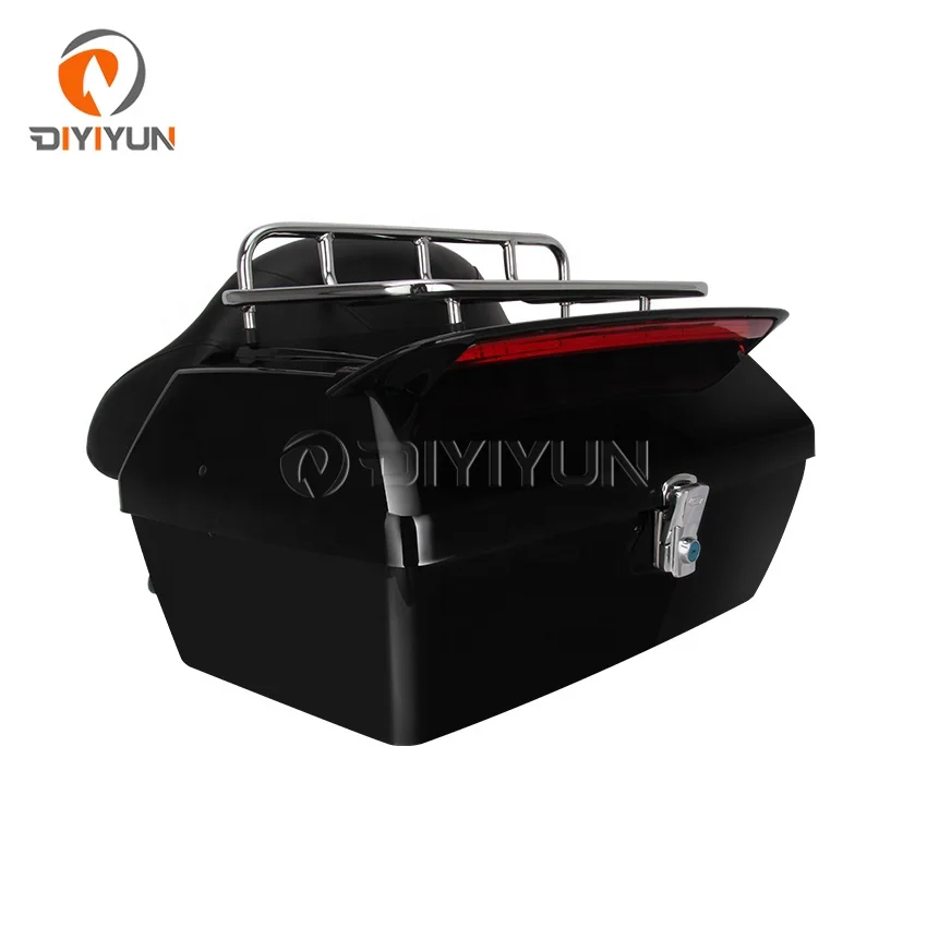 Universal Large Motorcycle Tail Boxes Trunk Topbox with Tail Led Light Backrest Luggage Rack Tail Box Luggage for harley