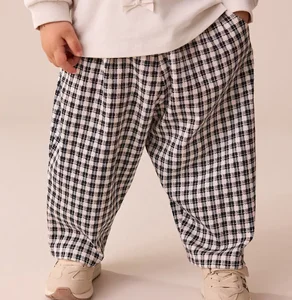 Children's Casual Pants Boys and Girls Spring and Summer Stripe and Checkered 100% Cotton Pants for Kids