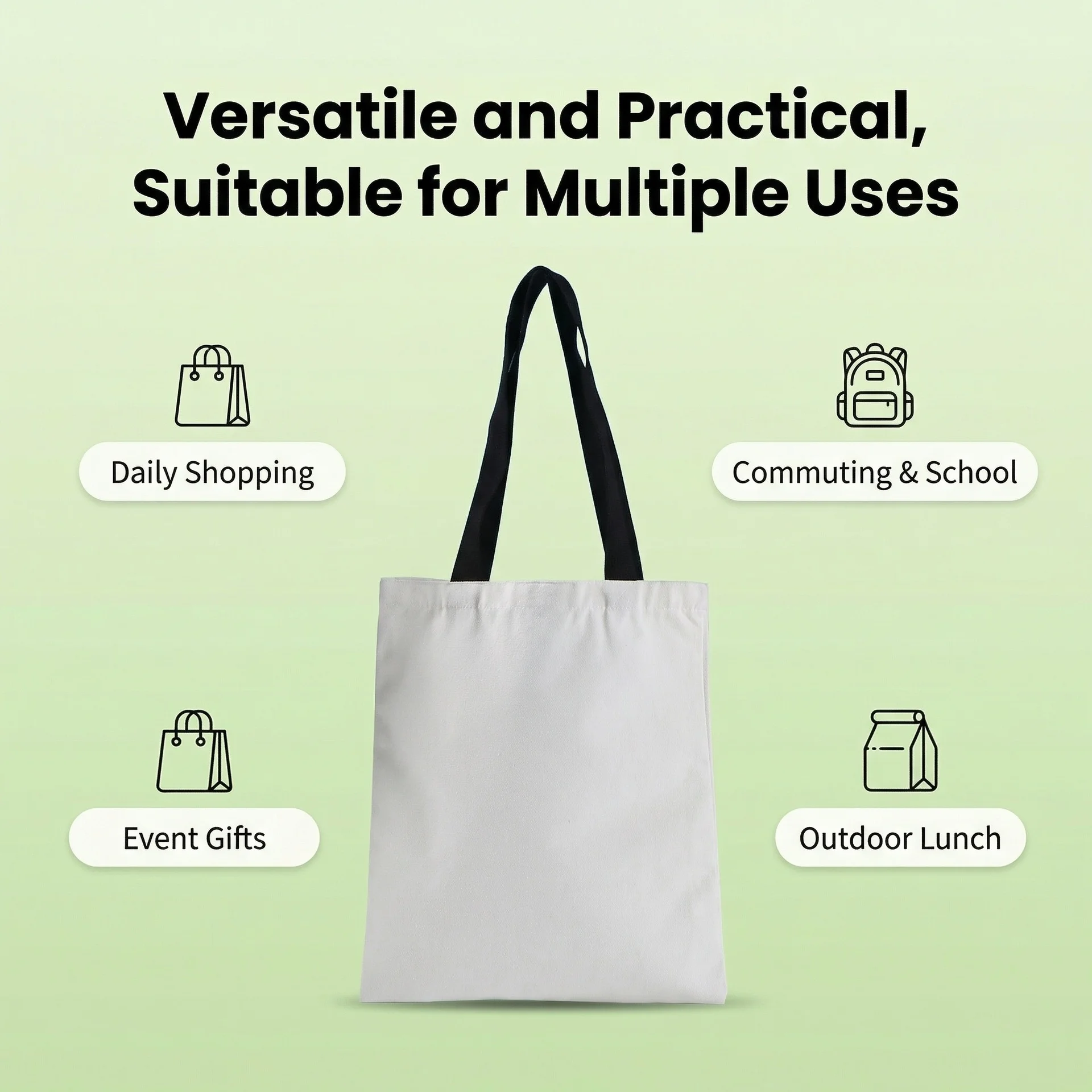 Cross-border Custom Canvas Tote Bag Blank Stock Cotton Bag Group Purchase Logo Printing Advertising Single-Shoulder preview 5