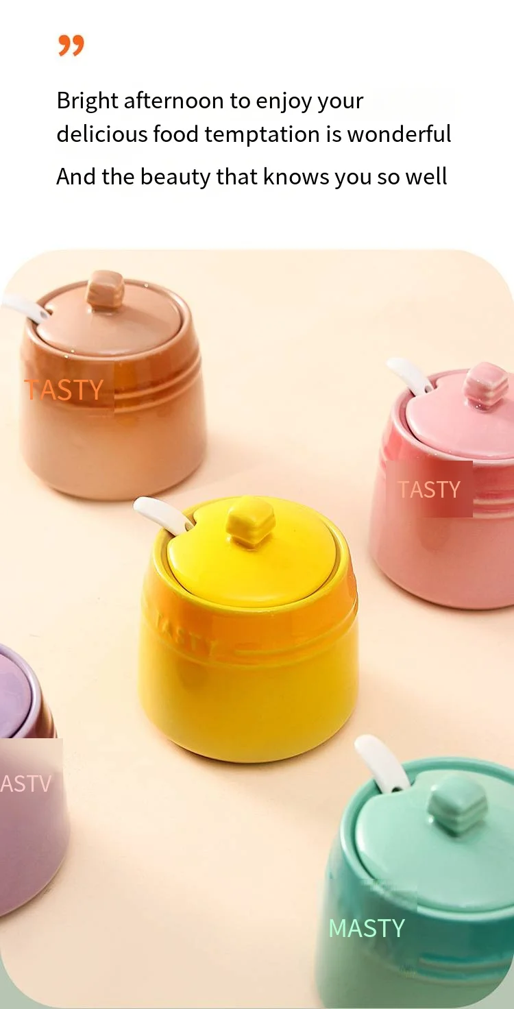 Nordic colorful ceramic seasoning pot creative gradient kitchen household MSG salt seasoning bottle jar seasoning box manufacture