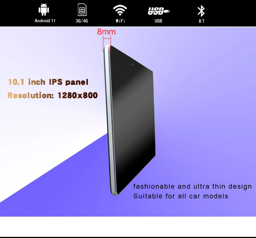 10.1" Wifi & 3g Installed In The Headrest Rear Seat Player Car Headrest