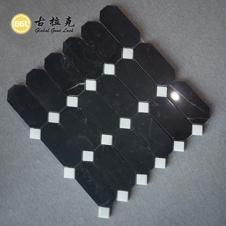 Classic Design Black Mix White Marble Mosaic Wall Floor Tiles