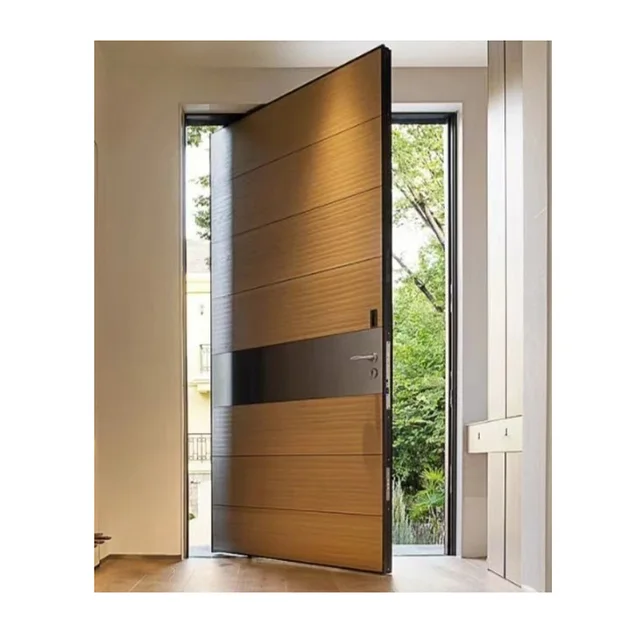 Italian luxury Aluminum metal Exterior Security Front Pivot doors for House