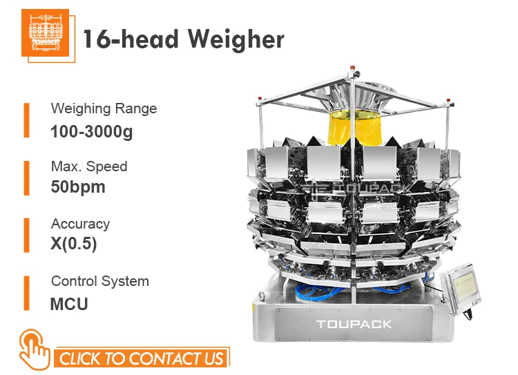 High-Speed Automatic Pouch Packaging Machine with 14 Head Multihead Weigher for Granule Filling in Stainless Steel 304/316