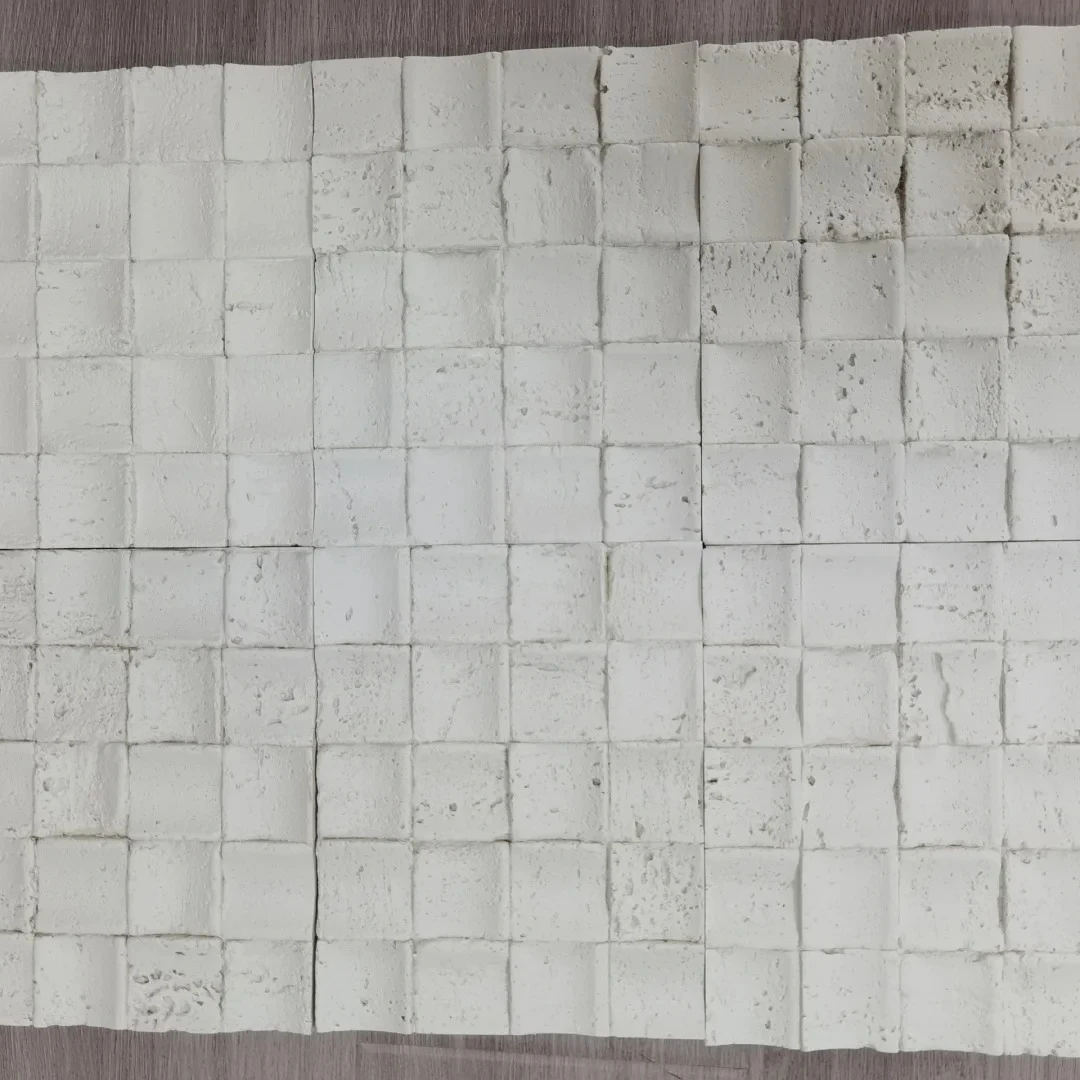 China Building Material Flexible Stone Tile Wall Ceramic Panel Elegant Travertine Mosaic 3D MCM Modern DIY External Wall
