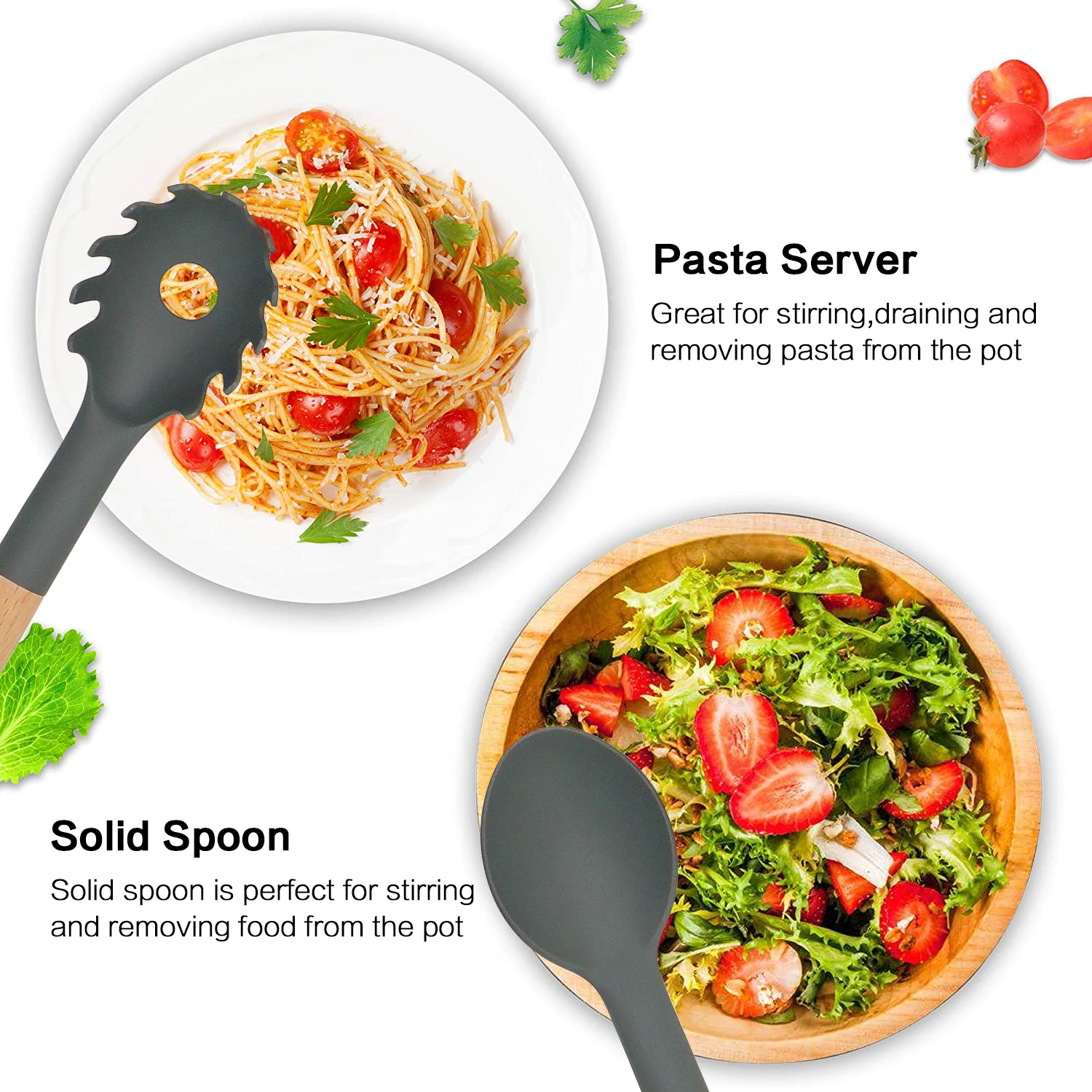 New Technology! Biodegradable Nylon! Dishwashersafe Wooden Handle Nylon Cooking Kitchen