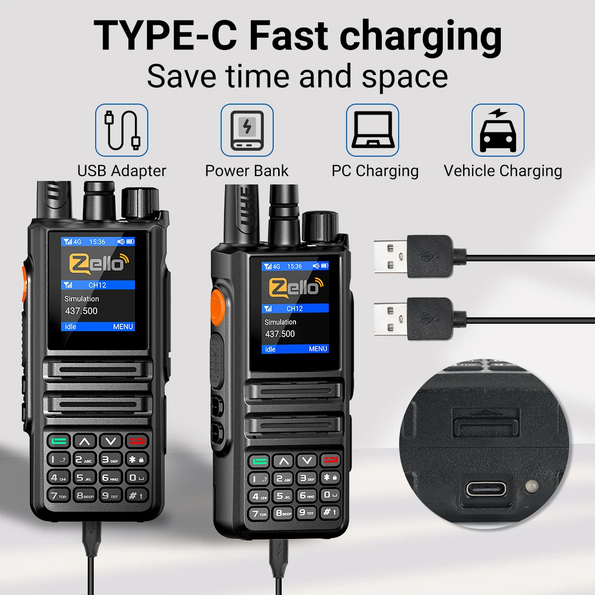 ABBREE GP-889 Dual Mode Network Radio Walkie Talkie ZELLO Global POC UHF Android 4G Ham Radio Camping Skiing Hunting Fleeting