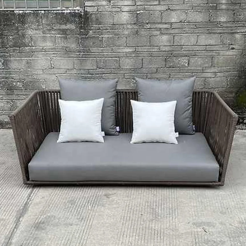 Mojia Sedia a dondolo da giardino in vimini con supporto, pieghevole, resistente ai raggi UV, 199,6 kg (grigio