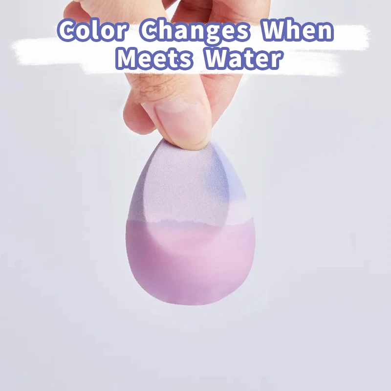 New Style Thermochromic Temperature Color Changing Water Soft Latex Free Beauty Colorful Makeup Sponge Logo Cosmetic Blender