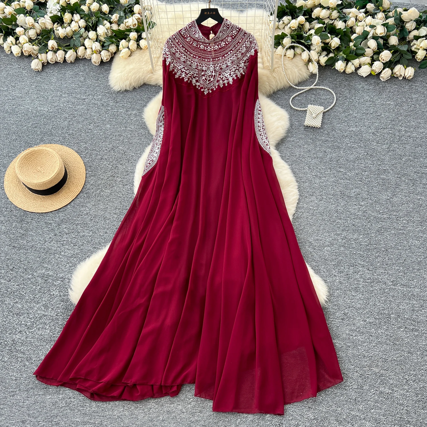 maroon lace mermaid prom dress Spaghetti Straps Burgundy Lace Mermaid Elegant Long Prom Dress