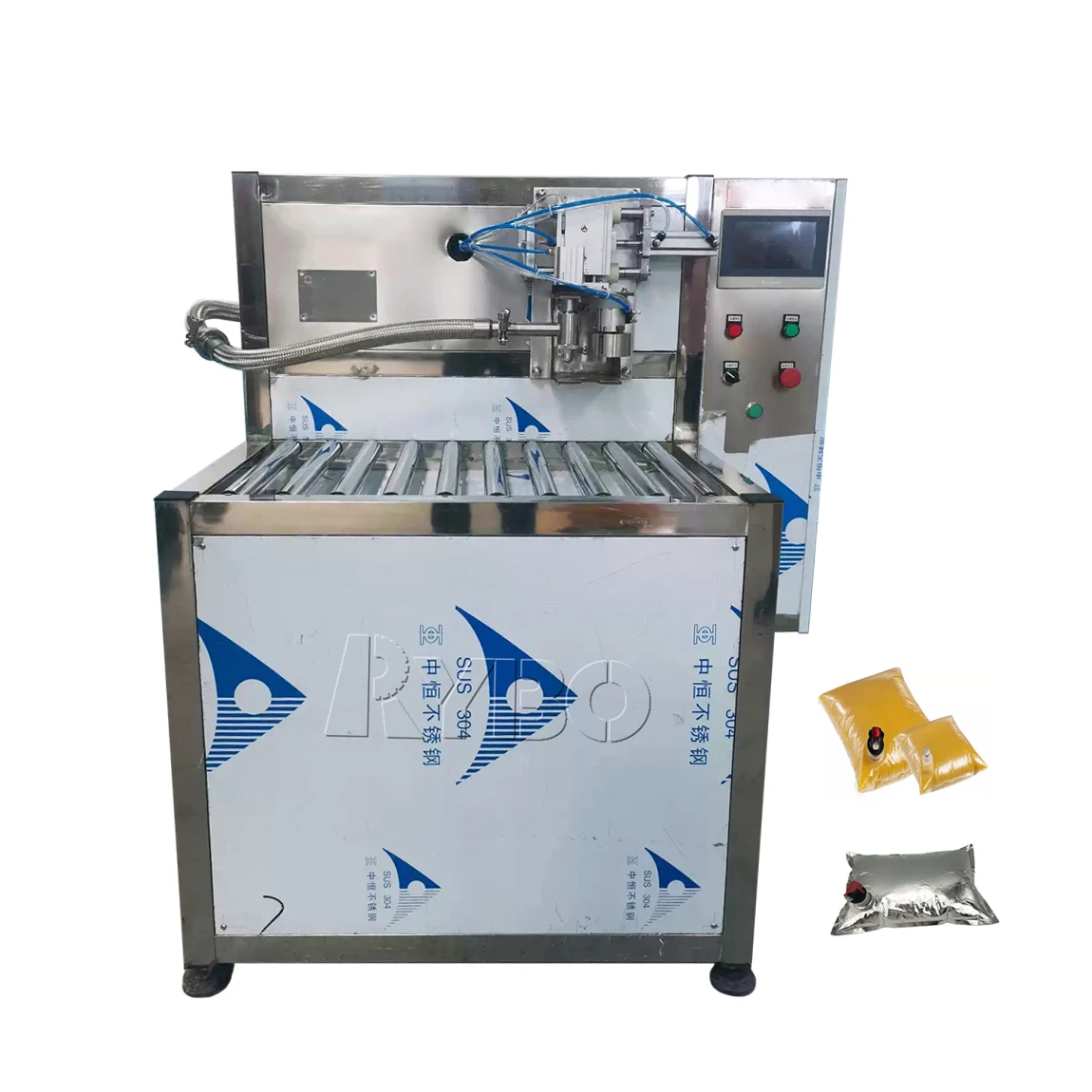 Semi Automatic Manual Liquid Red Wine Juice Water Milk Cheese Olive Oil Bag in a Box Filler BIB Pouch Filling Machine with Scale