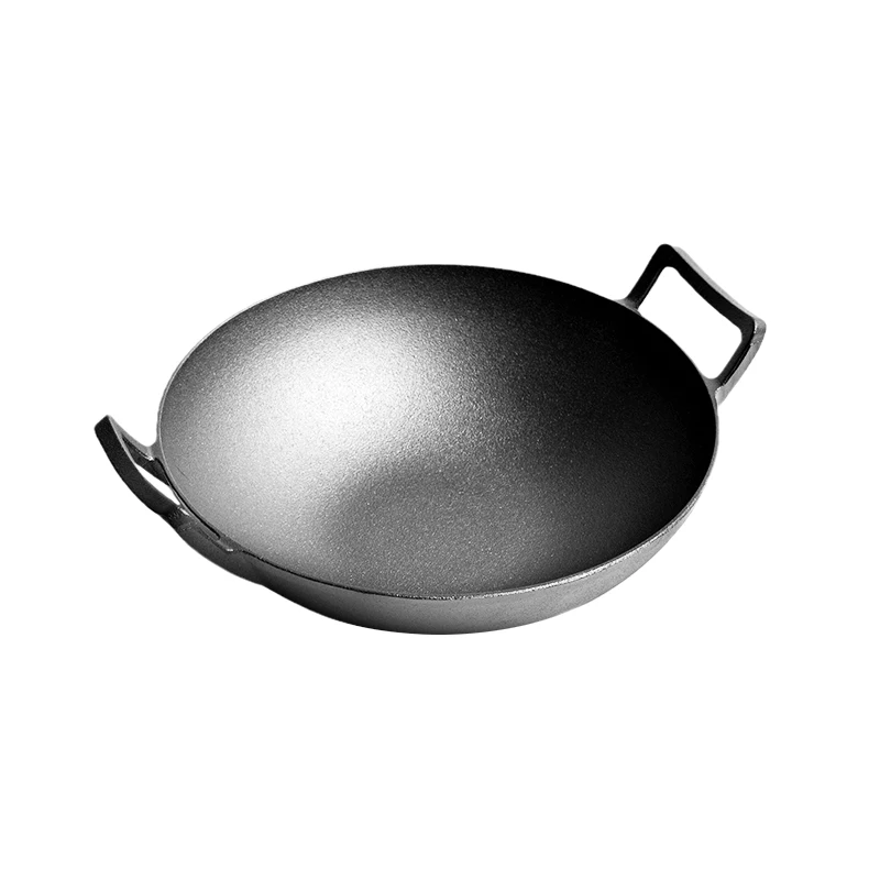 Home Kitchen BBQ Wok Cast Iron Cookware 36cm Wok Pan
