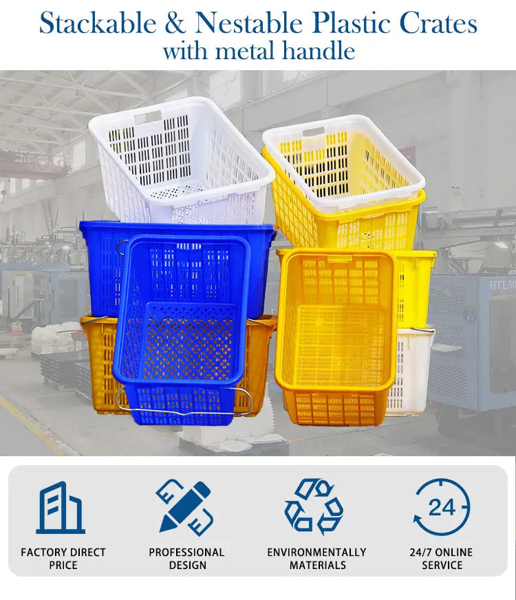 Harvest Plastic Ventilated Box Stack Nest Transport Mesh Crate Basket ...