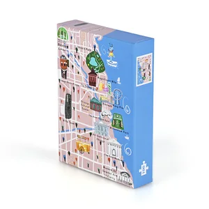 Personalized Countries Famous Building Map Puzzle 100 Custom Printed Jigsaw Puzzles for Children and Adults