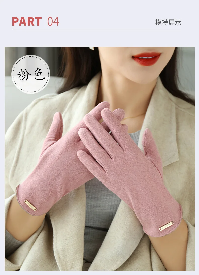 TOPKO High Quality Wind-proof Ladies Winter Warm Gloves Outdoor Driving Velvet Women Full Finger Female Thicken Gloves