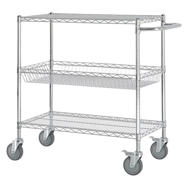 Height 1500mm ESD Storage Shelves / Handle Carts Three Layers Each Castor Capacity 70kgs