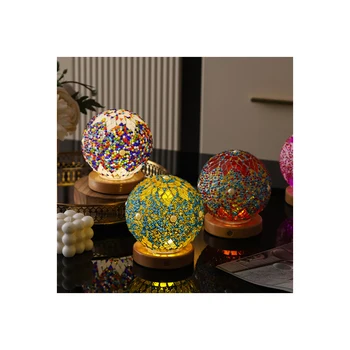 Turkish Style Table Lamp Bohemian Style Decorative Ball With Light Gift Mosaic Glass Night Light Moroccan Night Light