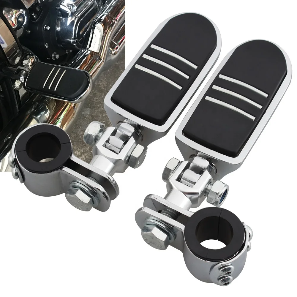 Chrome 1-1/4" Highway Foot Pegs Pedal Mount Clamps For Harley Touring Motorcycle