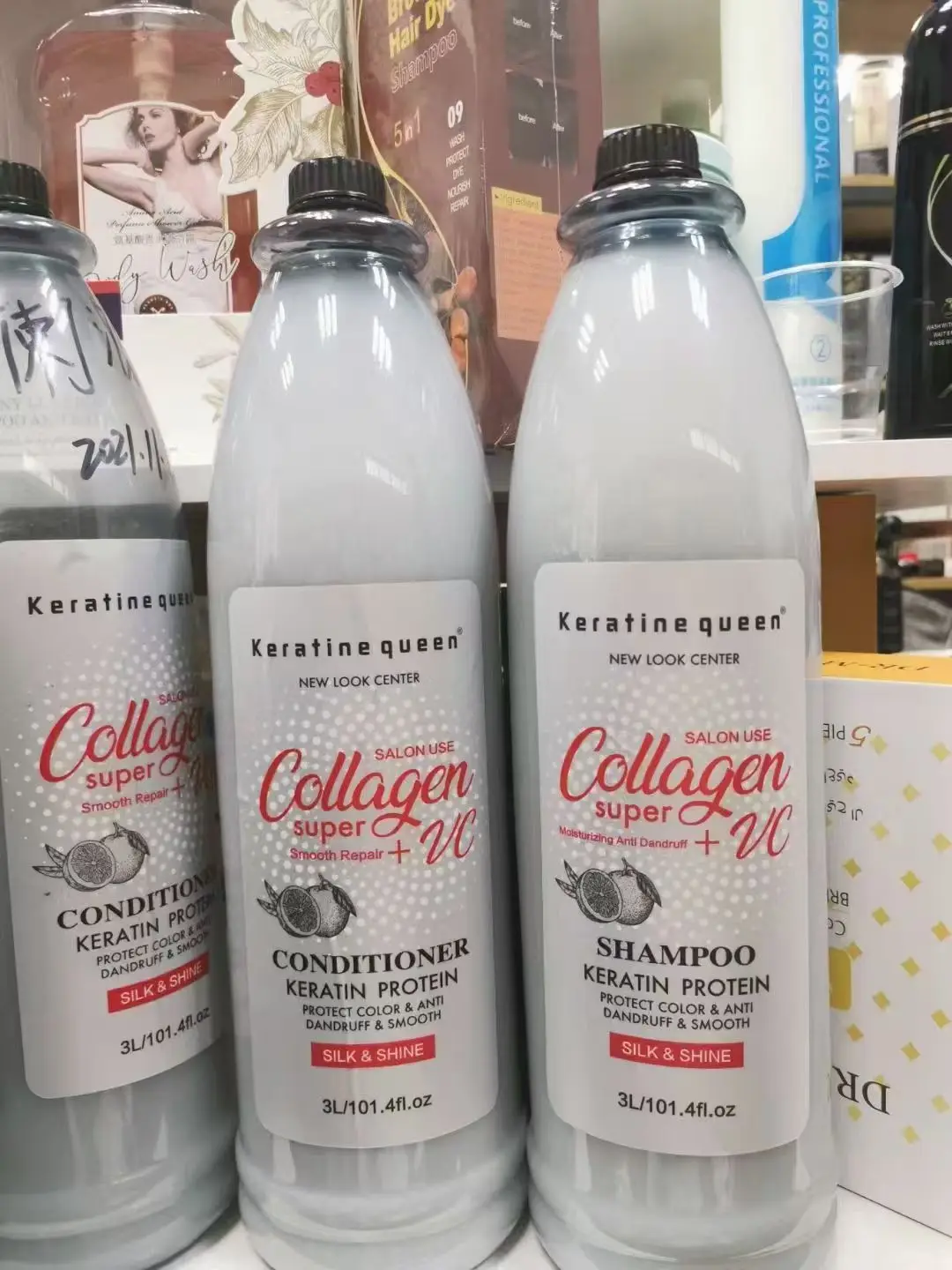 Large Capacity Salon  3L Shampoo Moisturizing Organic Protein Sulfate Free Keratin Shampoo and Conditioner for Damaged and Dry