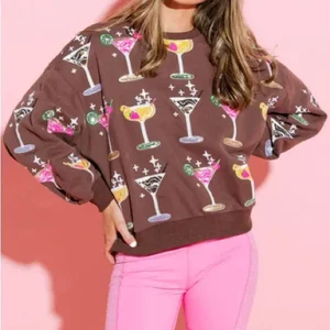 LYG Wholesale Custom New Design Cocktail Sequin Party Crewneck Cotton Fashion Sweatshirt