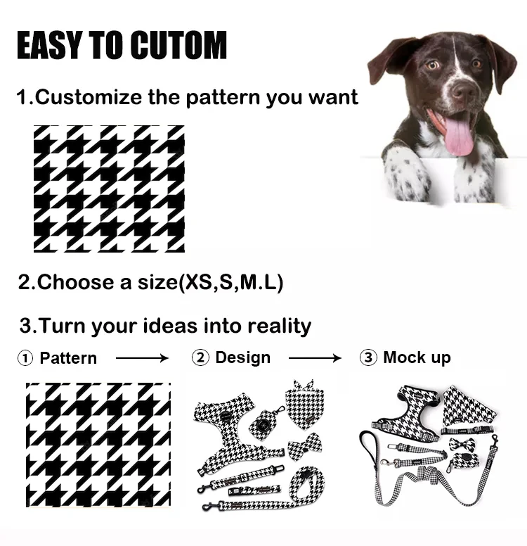 Sinsky Custom Pattern Dog Harness Set No Pull Custom Design Soft Nylon