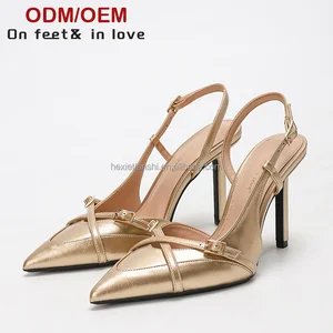 Women's Elegant High Heel Sandals French Temperament Open Back Sexy Pointed Thin Heel Shallow Mouth Outdoor High Top Summer